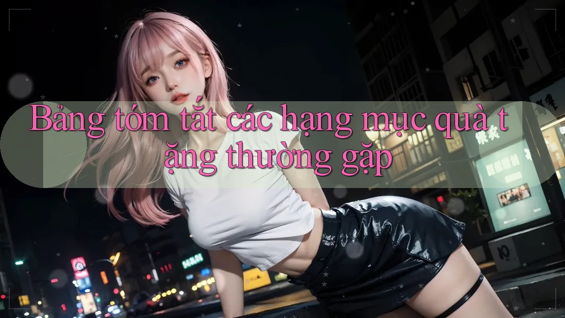 Bảng tóm tắt các hạng mục quà tặng thường gặp